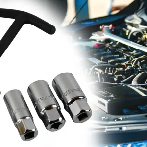 Top-Angebot Zündkerzenschlüssel Satz 4-tlg, Steckschlüssel 16 I 18 I 21mm, Anschluss 3/8, Kerzenschlüssel mit Ratsche, Chrom Vanadium