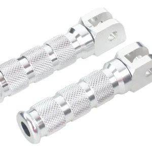 Zertifiziert 2 Styling Sozius Fußrasten Silber eloxiert Fussrasten Tuning Roller Moped Mofa Motorrad