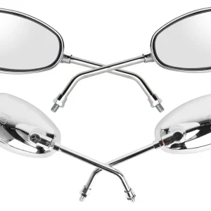 1 Paar Motorrad Spiegel in Chrom-Optik, Seitenspiegel Rückspiegel mit M10 Rechtsgewinde für Honda Yamaha Suzuki etc. Preis Gesenkt