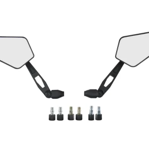 1 Paar Spiegel, schwarze Rückspiegel für Roller Motorrad Quad mit M8 Gewinde inkl. 6 Adapter, Gelenk zum Einstellen des Sichtbereiches Markenware