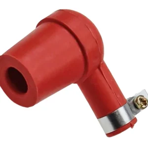 Wochenendangebot Zündkerzenstecker 90° Kerzenstecker universal 2-Takt Silikon Rot Mofa, Moped, Roller, Scooter, Motorrad, Auto, Traktor, Rasenmäher inkl. Schelle