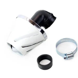 Preiswert Luftfilter 90° Helix Ø 28 - 35 mm weiß Gesamtlänge 123 mm für Simson und andere Mopeds