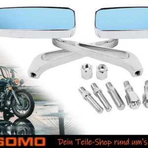 Nur Für Kurze Zeit Paar Rückspiegel eckig, verchromt, Spiegelfläche 115 x 45mm, inkl. Adaper M8 M10, universal kompatibel mit Honda Yamaha Suzuki Simson MZ