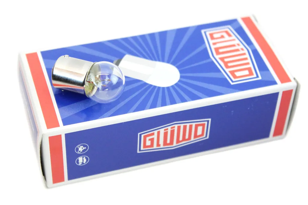 Glühlampe 12V R 5W GLÜWO Kugellampe Signallampe E-geprüft BA15s Bajonettsockel Saisonangebot
