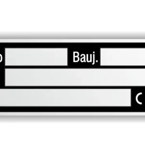 Type Plate, Number Plate, unlabeled, self-adhesive Nur Heute