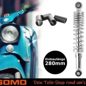 Paar Stoßdämpfer 280mm hydraulisch 5-fach verstellbar für Honda Dax Monkey Simson Zündapp Puch Hercules, inkl. 8mm Reduzierhülsen Top-Preis