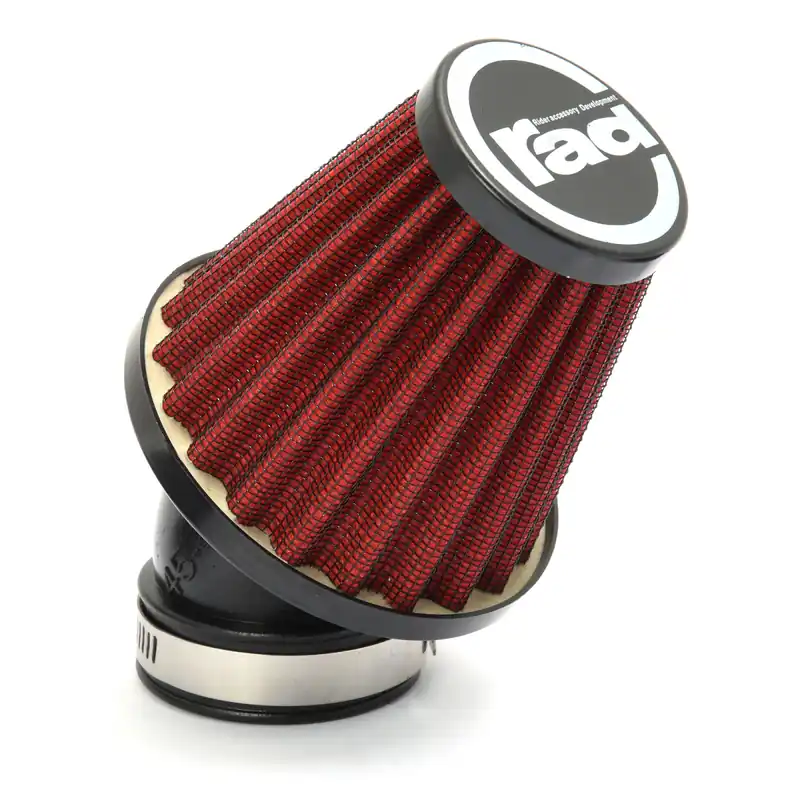 Solange Der Vorrat Reicht Sports air filter UNIVERSAL, about 40-45 mm, 45 ° connection, Red