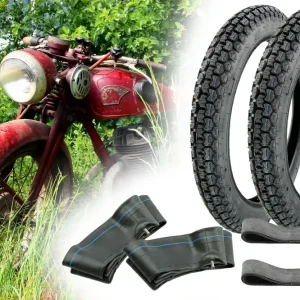 Garantierte Lieferung [Paket] Reifen Set 2x Kenda Reifen 2,75 x 17 Zoll Profil K254 P41 + Schlauch + Felgenband für Moped Mofa Motorrad, 6-teilig