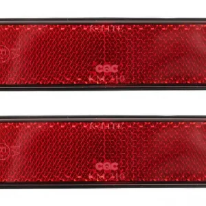 [Paket] 2x Reflektor Classic selbstklebend, Rückstrahler Katzenauge, rot, rechteckig, E-geprüft, Roller, Moped, Motorrad Top-Seller