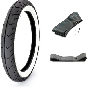 [Paket] 3-teiliges SET: Mitas Weißwandreifen 2,75 x 16 Zoll, MILA Schlauch TR4 Ventil gerade, Felgenband, Moped Motorrad Simson Top-Angebot