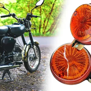 Blinker Set, Blinkleuchten Hinten für Simson S50 S51 S70 SR50 SR80, MZ ETS, TS, ETZ Ø 80mm E-geprüft, Lampenträger schwarz. Lichtaustritt Orange Billig