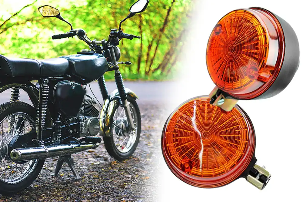 Blinker Set, Blinkleuchten Hinten für Simson S50 S51 S70 SR50 SR80, MZ ETS, TS, ETZ Ø 80mm E-geprüft, Lampenträger schwarz. Lichtaustritt Orange Billig
