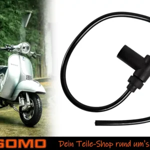 Zündkerzenstecker 90° abgewinkelt, Widerstand 5 kOhm + Kabel Ø 7mm x 470mm, 2-Takt Motorrad, Moped, Roller, Simson Super-Preis