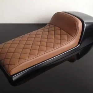 Gratis Versand Cafe racer seat, universal, square camel, Brown, black diamond seams
