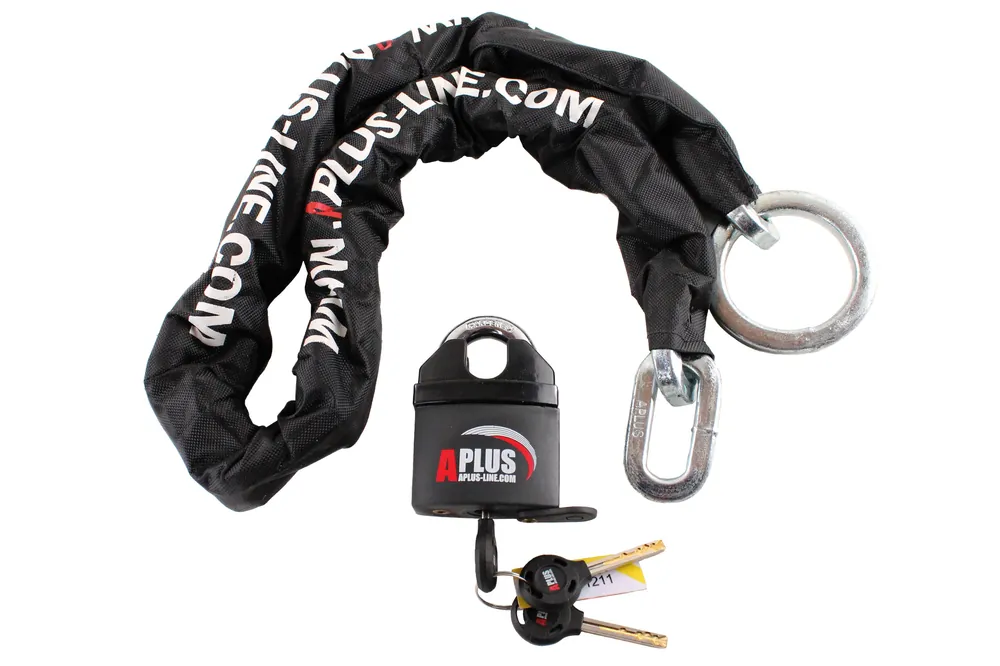 Aplus Kettenschloss 120 cm mit 2 Schlüsseln für Fahrrad Motorrad E-Bike Roller Solange Der Vorrat Reicht