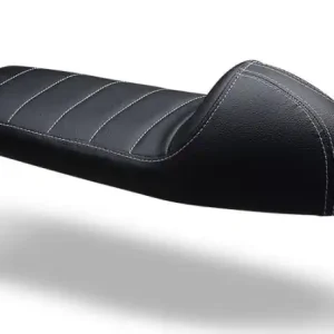 Cafe-Racer SITZBANK, universal, Höcker, schwarz, weiße Nähte Begrenztes Angebot