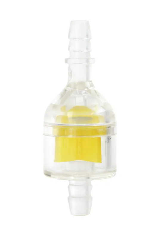 Benzinfilter - Fast Flow II - transparent und gelb, 7mm Schlauchanschluss, große Benzinkammer, Länge 57mm Sichere Zahlung