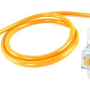 Neue Ware [Paket] Set: Benzinschlauch in Neon Orange, Länge 1m und Benzinfilter - Fast Flow II - transparent / Orange, universal passend, z.B. Simson