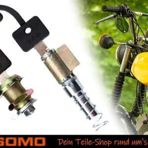 [Paket] Schlosssatz BAB, Lenkschloss mit Druckfeder + Seitendeckelschloss Typ 2, Simson S51 S53 S70 S83 SR50 SR80, MZ ETZ251 ETZ301 Garantierte Lieferung