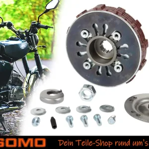 [Paket] Kupplungspaket einbaufertig + Befestigungs-Set Druckplatte für Simson S51 S53 S70 S83 SR50 SR80 KR51/2, 4-Gang Motor Wochenendangebot