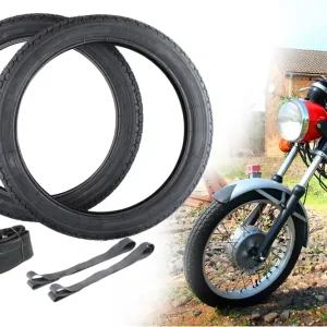 Saisonangebot [Paket] 2 Heidenau Motorrad Reifen 2,75x18 Zoll MC Profil K39 48P Ganzjahresreifen, Reinforced + Schlauch AV gerade + Felgenband z.B. für MZ ETZ251 ETZ301