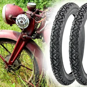 Markenprodukt [Paket] 2 Reifen 2,25 x 17 Zoll, 2 1/4 x 17 Zoll, VRM 087 Straßenprofil, 39J bis 100km/h, für Mopedanhänger, Moped, Mofa