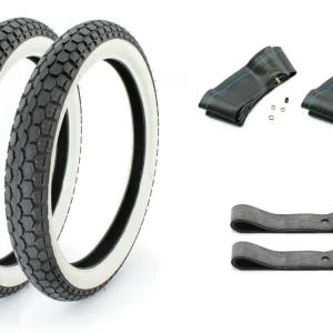 [Paket] Reifen-Set: 2x Continental KKS10 Weißwand Reifen 2,75 x 17 Zoll, 47J inklusive Schläuche und Felgenbänder für Moped, Mofa, Motorrad 50ccm Sichere Zahlung