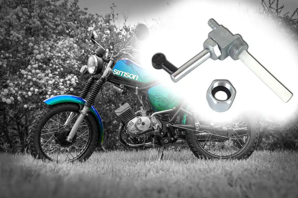 Begrenztes Angebot Benzinhahn mit langem Hebel ohne Wassersack, Ersatz Kraftstoffhahn 6mm Benzinanschluss, Simson KR51/1 KR51/2 Schwalbe SR50