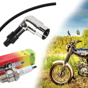 Angebot [Paket] Zündungs-Set, 3-teilig mit Zündkerze Isolator M14 260 + Zündkerzenstecker 5 K-Ohm, 90° + 25cm Zündkabel für Simson S50 S51 S70 SR50 SR80 KR51 SR4-2 SR4-3 SR4-4