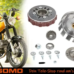 Online Kaufen [Paket] Kupplungspaket einbaufertig Kupplungskorb mit Antriebsritzel 65/20 Zahn + Druckplatte + Befestigungs-Set für Simson S51 KR51/2 SR50 S53 M500