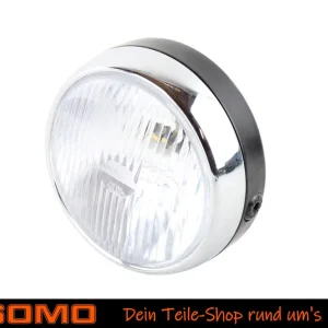 Scheinwerfer Rundscheinwerfer für 6-12V Ø 130mm universal passend Schwarz Chrom Lichtaustritt Klar Moped, Motorrad, Quad, Roller Online Kaufen