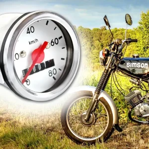 Tacho Ø 48mm, bis 80km/h mit Beleuchtung, Chromring für Simson S50 S51 S53, S83, KR51, SR4-1 SR4-2 SR4-3 SR4-4 für 6V - 12V Neu