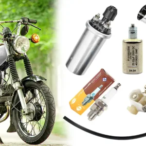 Bestpreis [Paket] Zündungs-Set 6V Zündspule Kondensator Kerzenstecker Zündkerze Unterbrecher Zündkabel für Simson S50 S51 S70 SR50 SR80 KR51 SR4-3 SR4-4