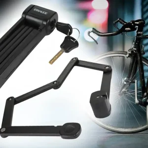 Direktkauf Faltschloss mit Halterung, alle Rahmentypen bis Ø 60mm, Länge 85cm, 2 Schlüssel, hohe Sicherheit, einfache Montage für Fahrrad, Roller