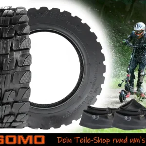 Abverkauf [Paket] 2x Reifen 10 x 3.0 Zoll TT, 255x80, 80/65-6 Offroad Geländereifen + Schlauch mit geradem Ventil für 10 Zoll Elektroroller IO Hawk, Zero