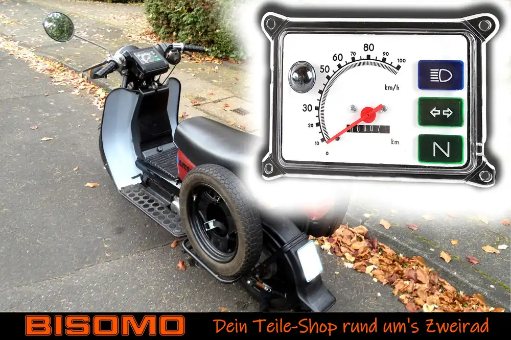 Angebot Tacho eckig Gerätekombination für Simson SR50 SR80 mit Blinkkontrolle, Leerlaufkontrolle, Fernlicht bis 100Km/h - Weiß