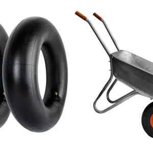 Markenware [Paket] 2x Schlauch für Reifen Schubkarre 400 x 100 / 4.00-8 Zoll mit Autoventil