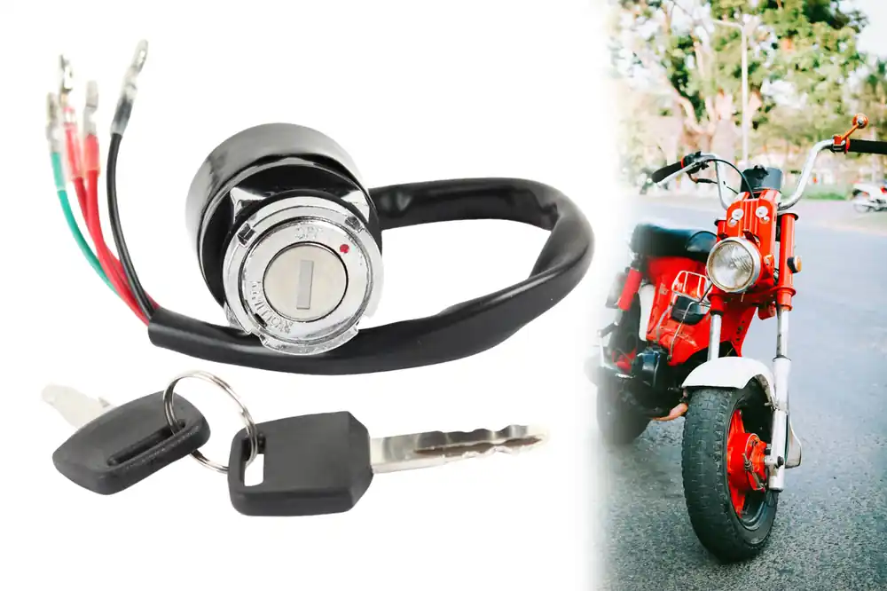 Schnäppchen Zündschloss 6V inkl. 2 Schlüssel für Honda Dax, SS50, CD50, CT50, Monkey AB23 ST50 ST70, 4 farbige Kabel