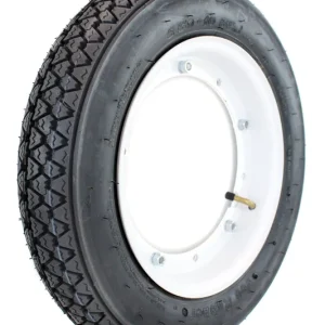 [Paket] Komplettrad 3,50 x 10 Zoll mit RMS Felge Weiß 2,10 x 10 Zoll inklusive Vee Rubber Reifen 3,50 x 10 Zoll, VRM054, 59J TT, Allwetter und Schlauch, fertig montiert Top-Seller