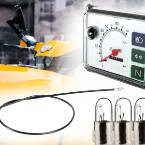 Tacho eckig Gerätekombination 12V + Tachowelle + 4 Glühbirnen für Simson SR50 SR80 mit Blinkkontrolle, Leerlaufkontrolle, Fernlicht bis 100Km/h - Weiss Top-Preis