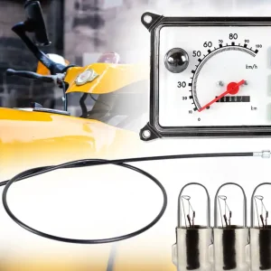 Nur Für Kurze Zeit Tacho eckig Gerätekombination 6V + Tachowelle + 4 Glühbirnen für Simson SR50 SR80 mit Blinkkontrolle, Leerlaufkontrolle, Fernlicht bis 100Km/h - Weiss