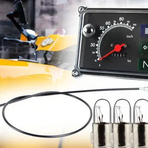 Mega-Angebot Tacho eckig Gerätekombination 12V + Tachowelle + 4 Glühbirnen für Simson SR50 SR80 mit Blinkkontrolle, Leerlaufkontrolle, Fernlicht bis 100Km/h - Schwarz