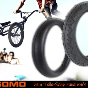 Fahrradreifen 16 x 2.25 Zoll, 58-305, Reifen inkl. Schlauch mit Autoventil 32mm für Roller Scooter Kinderfahrrad Fatbike BMX Dirt Bike Urban Expressversand