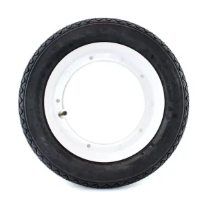 [Paket] Komplettrad mit RMS Felge weiß 2,10 x 10 Zoll, Reifen Vee Rubber Classic Grip 3,00 x 10 Zoll, VRM054, 50J für Roller und Scooter Abverkauf