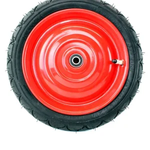 Scheibenrad mit Felge Rot 12,5 Zoll, 8mm Achse + Reifen + Schlauch Fahrradventil, fertig montiert für Anhänger, DDR Handwagen, Laufrad Sofort Bestellen