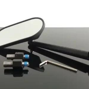 Aktuell Spiegel, oval, schwarz, inkl. Adapter für Rechts- und Linksgewinde