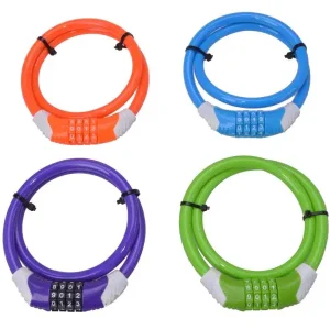 Fahrradschloss Zahlenschloss 65cm lang, Ø 10mm Spiralkabelschloss lila, orange, grün, blau Panzerschloss Stahlseil Fahrrad E-Bike Ausverkauf