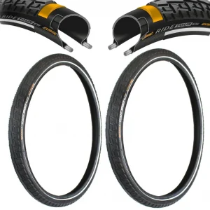 [Paket] 2x Fahrrad Reifen Continental RIDE Tour  1,75 x 26 Zoll, Extra Pannenschutz, Drahtreifen, Reflexstreifen, schwarz, 47-559, E-Bike bis 25km/h Sichere Zahlung