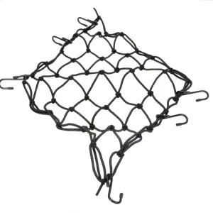 Meistverkauft Fahrradnetz für Korb,  Gepäcknetz 25x25cm schwarz mit 6 Haken für Korb und Gepäckträger oder Motorradnetz für Helm Cargonetz Rausfallschutz