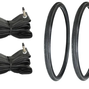 Günstig [Paket] 2x Fahrradreifen 1 3/8 x 26 Zoll 37-590 mit Reflexstreifen + 2x passender Schlauch Dunlop Ventil, Reifen Citybike, Trekking Bike, MTB